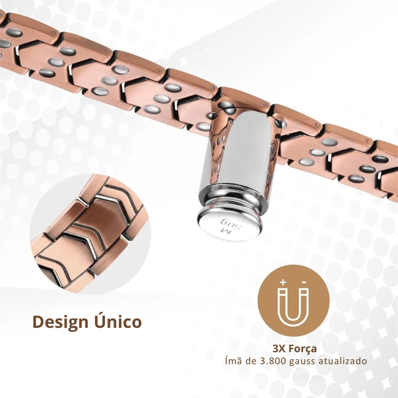 Pulseira Magnética Vitalis™- Cobre Vintage 3X Força alivia as dores